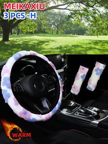 MEIKAXIU 3PCS-S,3PCS-H,4/6/8/10PCS Winter Plush Flower Car Accessories Multi-Piece Set, Car Steering Wheel Cover Without Inner Ring, Handbrake Cover, Gear Shift Cover, Shoulder Protector, Armrest Pad, Headrest Pad And Other Car Decoration Items For Women - Jacquard Plush Flowers - View 20