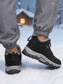 Men's Winter Snow Boots Comfortable Outdoor Warm Men's Shoes - Black - View 6