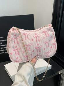 1pc Cute Niche Premium Corduroy Shoulder Bag, Fashion Forward Popular New Style Bag, Non-Adjustable Shoulder Strap, Casual Yet Fashionable, Perfect For Outings And As A Gift For Friends - Multicolor - View 3