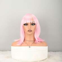 Women's Light Blonde Shoulder‑Length Synthetic Wig, Heat Resistant Fashion Wigs For Theme Party Cosplay - Multicolor - View 3