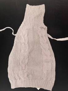 1pc Sexy Women's Lingerie Uniform, Tempting Cute New Girl Backless Design For Autumn/Winter, Adorable Flirty High Neck Knit Sweater - Light Grey - View 3