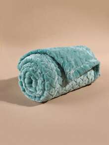 1pc Solid Color Flannel Throw Blanket, 280gsm Soft Comfortable Pineapple Grid Office Nap Blanket, Multiple Colors, Size 70cm*100cm - Mint Blue - View 7