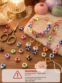 10/50/100pcs Beautiful Resin Color-Block Large Hole Beads, Flat Beads DIY Loose Beads, Jewelry Making Materials, Suitable For Necklaces, Bracelets, Earrings, Bag Charms, Hair Accessories And Other Handmade Accessories - Multicolor - View 4