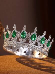 Sparkling Clear Crystal Full Crown, High-Quality Silver Tone Bridal Tiara For Special Occasions - Multicolor - View 34