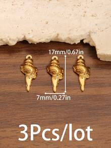 3 buah liontin temuan kerang laut stainless steel warna emas gaya fashion, charm kehidupan laut untuk membuat perhiasan DIY dan aksesori - liontin - View 19