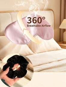 1pc Soft Satin Blackout Sleep Mask, Zero Pressure Full Coverage Breathable Eye Mask, Elastic Strap Design, Portable Light-Blocking Mask, Multiple Macaron Colors Available, Travel Nap, Student Dorm, Airplane Sleep Accessory/Gift - Multicolor - View 10