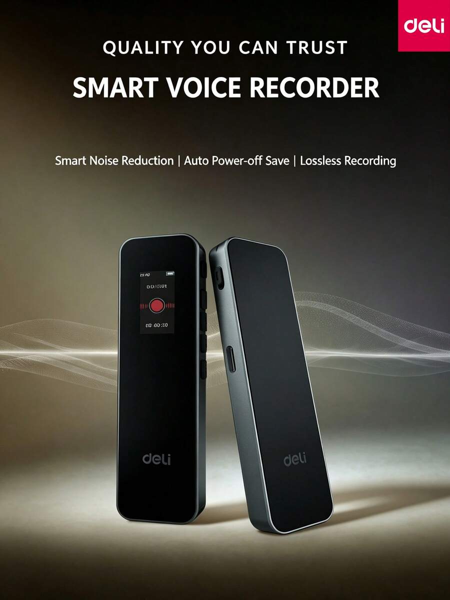 DELI MP304 Smart Voice Recorder, Intelligent Noise Reduction, 10m Long-Range Pickup, Meeting Interview Training Classroom Recorder, 20-Hour Battery Life, Recording File Protection - View 1