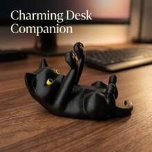 3D Printed Black Cat Shaped Tiltable Phone Stand, Cute Cat-Shaped Desktop Smartphone Holder, Suitable For Office, Bedroom And Dining Table Decoration, Applicable For Multiple Occasions - A - View 6