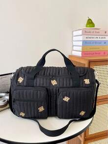 Cartoon Cute Lying Bear Mom Handbag, Large Capacity Multi-Pocket Diaper Bag, Suitable For Outings And Baby Strolls - Multicolor - View 8