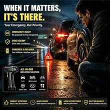150PSI Fast Car Tire Inflator, Portable Air Compressor Tire Inflator - Equipped With LED Light, Pressure Gauge And One-Key Smart Wireless Design - Suitable For Cars, Motorcycles, Bicycles And Sports Balls, Inflation Speed Increased 3 Times - Wireless - View 4