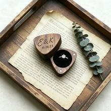1‑Piece Personalized Triangular Single‑Slot Ring Box, Custom Unique Walnut Ring Box For Proposal, Engagement, Wedding And Anniversary - Multicolor - View 5