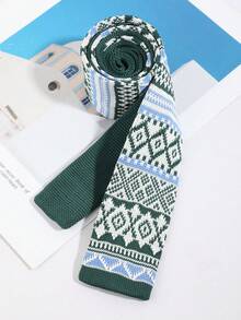1pc Men's Fashion Casual Diamond Grid Striped Pattern Tie Comfortable Versatile Suitable For Daily Wear Shopping Business Party Banquet Date Matching - Multicolor - View 1