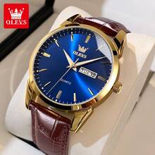 OLEVS Classic Quartz Watch For Men Waterproof Leather Strap Calendar Sports Business Men's Quartz Wrist Watch TOP Brand - One Size Fits All - View 18
