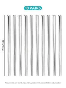 5/10 Pairs Reusable Metal Chopsticks Set, Stainless Steel Non‑Slip Chopsticks, 5 Colors, Dishwasher‑ For Asian Cuisine Home Kitchen Party Use - View 14