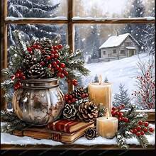 1PC DIY 5D Diamond Painting Kit Christmas Theme Pattern - Round Full Diamond Art Mosaic Craft, Home Wall Decor, Unframed - No Frame - View 9