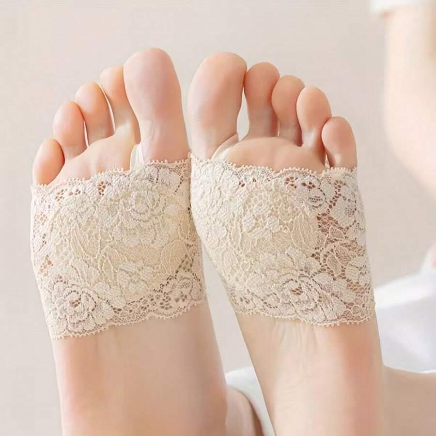 1雙女款柔軟彈性前掌襪，防滑鞋底