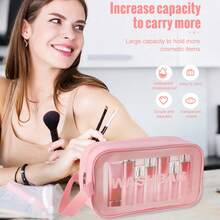 58 Pcs/3 Pcs Total Makeup Tool Kit, Including 36 Pcs Pearlescent Pink Three Color Makeup Brushes, 21 Pcs Makeup Accessories And One Medium Single Handle Bag, Makeup Sponges, Powder Puffs For Convenient Storage And Travel Makeup Application. - Multicolor - View 11
