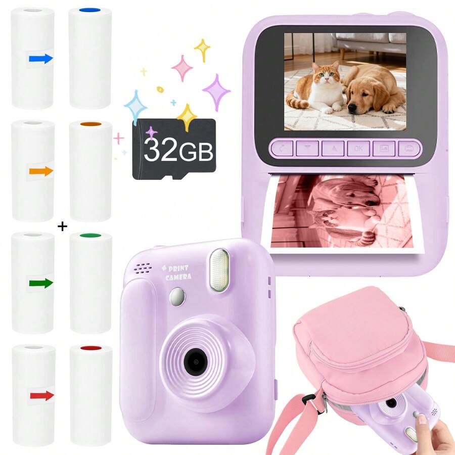 Kamera Cetak Instan, Kamera Cetak Foto Multifungsi Portabel, Kamera Cetak Instan, Kamera Digital dengan Fungsi Cetak Foto Instan – Zoom Optik 8x, Video HD 1080P, Pemutaran Musik, Flash Terintegrasi, Baterai Kapasitas Besar 1300mAh, Portabel dan Mudah Digunakan, Hadiah Sempurna untuk Liburan dan Acara Spesial (Natal, Ulang Tahun, Thanksgiving, Tahun Baru).