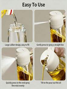 1pc Dual-Function Oil Spray Bottle, Transparent Oil Dispenser With Ergonomic Handle, Leak-Proof Oil Pot, Suitable For Deep Frying, Grilling, BBQ, Air Fryer, Salad, Baking, Multi-Purpose Cooking Oil Container, Kitchen Gadget - Multicolor - View 10