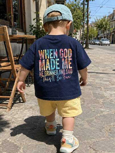 1pc Printed Pullover Short Sleeve T-Shirt, Student Young Boy's Clothing, Summer Gift Top For Kids