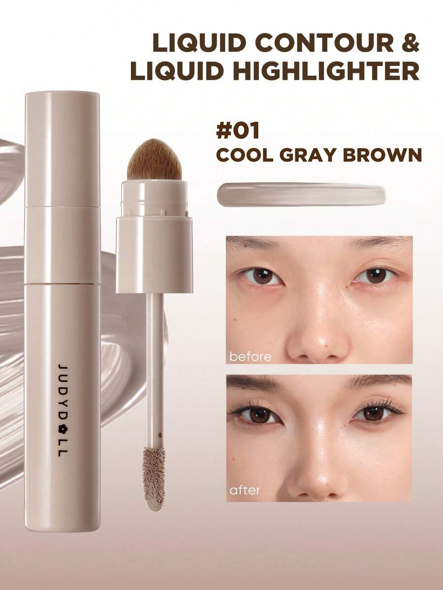 JUDYDOLL Orange Blossom Glow Contour Liquid, Highlighter Stick Liquid Contour Makeup, Nose Shadow Facial Sculpting, Hadiah Kencan, Ramah untuk Pemula, Penggunaan Pribadi, Perlengkapan Pernikahan - Kontur #01 Keren - View 1