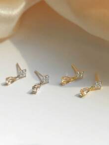 1 Pair Copper Alloy Champagne Color Four-Leaf Clover Water Drop Pendant Earrings, Minimalist Gentle Daily Wear Ear Jewelry - water droplets - View 3