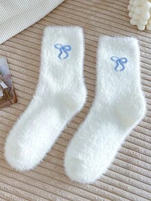 5 Pairs Bowknot Socks, Warm And Comfortable Autumn/Winter Style, Suitable For Girls' Daily Wear. - Multicolor - View 2
