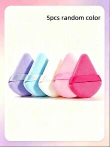 5pcs Loose Powder Puff Set, Cushion Sponge Puff, Triangle Puff, Ultra Soft Crystal Velvet Set, Skin-Friendly Soft Loose Powder Puff, Makeup Sponge, Makeup Tools, Travel Essential, High Cost-Performance - Multicolor - View 8