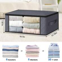 8 Tas Penyimpanan Lipat Besar dengan Jendela Transparan dan Pegangan, Cocok untuk Pakaian, Selimut, Karpet, Hadiah, Mainan, Tas Penyimpanan Hemat Ruang untuk Kamar Tidur, Rumah, Lemari, Lemari Pakaian - Grey - View 5