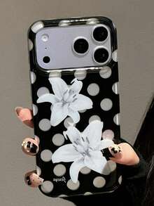 可愛春季花卉手機殼，適用於 iPhone 18 Pro Max 18Pro 17ProMax 17Pro 16 15 14 13 12 Pro Max 11，可愛花卉防震軟背殼 - 波點百合 - 查看 4