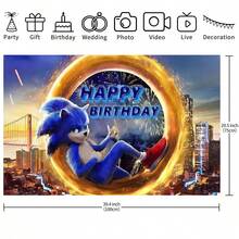 Sonic لافتة خلفية بتصميم دائرة ذهبية بموضوع سونيك لحفلات الأطفال. مناسبة لحفلات أعياد الميلاد. خيار مثالي لديكور الجدران بموضوع معين، أنشطة الاحتفالات، إعداد الغرف وديكورات العرض. - متعدد الألوان - مشاهدة 10