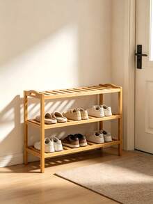 3‑Tier / 5‑Tier Shoe Rack, Made Of Natural Bamboo For Sturdiness And Stability. It Features Hollow‑Out Design For Good Ventilation, Offers Large‑Capacity Storage For All Kinds Of Shoes, Takes Up Little Floor Space, And Is Ideal For Entryways. - Multiple Specifications - View 2