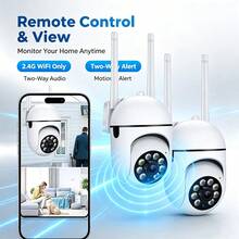 1pc/2pcs 1080P HD Security Camera, Wireless WiFi Connection, APP Remote Control, Motion & Audio Alarm, Night Vision, Wall-Mounted, For Indoor Home Security, With Spotlight & Siren, USB Powered, Indoor Surveillance Camera - White - View 7