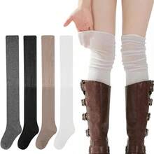 4 Pairs Women's Knee-High Sports Socks, Smooth Skin-Friendly Fabric, Suitable For Daily Wear, Commuting And Various Sports Styles - Multicolor - View 2