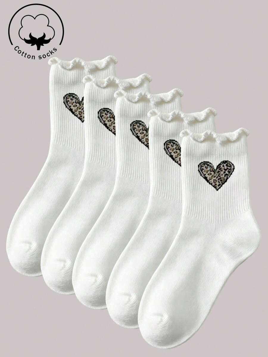 1/3/5/10/15/20/30 Pairs Women's Solid Color Mid-Calf Socks, Comfortable And Breathable For Daily Wear - White - View 1