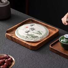 1pc 22*22*3cm Solid Walnut Wood Tea Tray, Tea Leaf Collection Tray - Brown - View 2