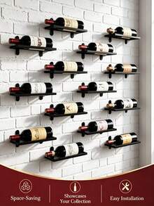 Industrial Style Iron Square Wine Rack, Space-Saving Wall-Mounted Wine Storage Shelf, Restaurant Bar Decor Wine Bottle Holder - View 6