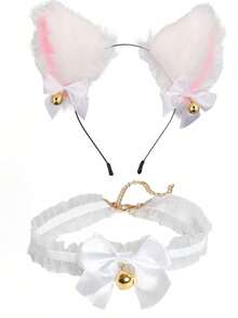 Cat Cosplay Costume - 4pcs Cat Ears & Tail Set, Collar, Paws & Gloves Cat Cosplay Costume Accessories Halloween Outfit - Multicolor - View 9