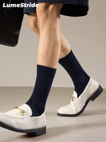 Men Crew Socks – Fashion Business Dress Socks, Everyday Comfortable Breathable Polyester Casual Socks For Men, Classic All-Match Style, Multi-Pack - Navy Blue - View 4