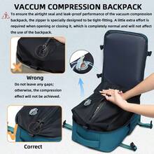 Vacuum Compression Backpack - Nylon, Multi-Pocket Storage, Hiking, Camping And Business Travel, Space-Saving Design, Durable Zipper Closure, Travel Backpack, Suitable For Air Travel - Navy Blue - View 5