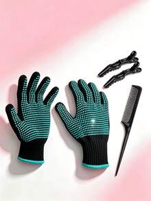5pcs/Professional Hair Styling Gloves, Includes Hair Clips + Comb, Comfortable Fit, Suitable For Straight, Curly, Dyed Hair, Salon And Home Styling Tools, Essential Hair Accessories For Hair Enthusiasts In Spring And Summer - Multicolor - View 13
