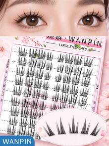 WANPIN 10 Rows 90 Pieces Large Capacity Segmented Cluster False Eyelashes, Beginner-Friendly Easy To Wear, Lightweight Soft Non-Irritating, Natural Comfortable Makeup Look, Suitable For Daily Commute, Party And Special Occasions - C - View 1