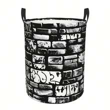 1PC Cool Racing Monster Truck Print Storage Basket, With Race Flags And Trophy Patterns, Multipurpose Household Storage For Clothes And Miscellaneous Items, Perfect For Decorating Bedrooms, Living Rooms, And Home Spaces. - Black and White - View 9