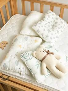 1pc Cute Printed Baby U-Shaped Lightweight Thin Small Pillow, Soft Comfortable Anti-Flat Head Neck Support Pillow, All Season - Multicolor - View 3