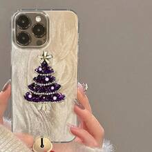 Premium Purple Christmas Tree Phone Case Compatible With Apple 16 Pro Max 14 Plus 15 Pro 13 Feather Yarn 12 11 - Multicolor - View 1
