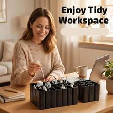 Large Heavy-Duty USB Cable Storage Box, Desktop Cable Management Organizer, Pull-Out Cable Management Box, Suitable For Home Office, Electronic Accessories, Desktop Storage And Organization, Practical Gift For Halloween, Graduation Season And Christmas - Black - View 1