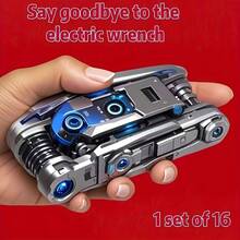 16-In-1 Folding Multi-Function Screwdriver Wrench Non-Slip Grip And Rotating Design Durable Easy To Use Universal Portable Repair Tool For Home And Car Repair - A - View 3