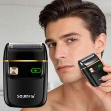 1pc Portable Electric Shaver Mini Reciprocating Single Head Razor Digital Display USB Rechargeable Men's Shaving Razor - Black - View 3