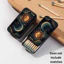1pc Vintage Abstract Sun & Moon Pattern Matchbox (Matches Not Included), Exquisitely Designed Nostalgic Match Box, Minimalist Portable Premium Matchbox, Fashionable & Attractive Pattern Design, Perfect Gift For Friends And Relatives - Multicolor - View 3
