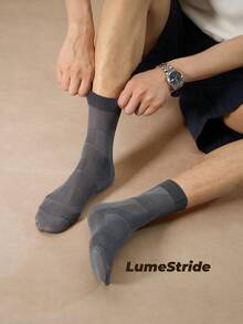 Men Crew Socks | Business & Everyday | Versatile Mid-Calf Socks | Comfortable Nylon Soft, Sweat-Absorbent And Breathable | All-Match Style - Dark Grey - View 2